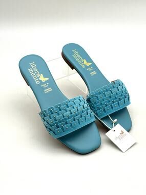 Libera Mente Blue Woven Leather Slide Sandals Italy EU 39 US 8 NWT